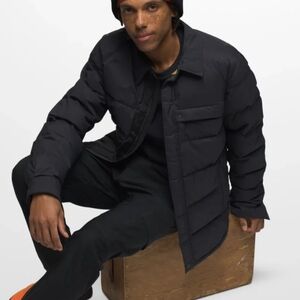 NWT Prana Pinchot Down Puffer Shirt Jacket Shacket Black Small